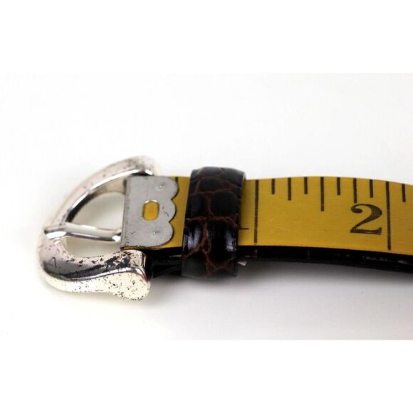 Ann Taylor CROCO BROWN GENUINE LEATHER 3/4"Wd DRESS WOMEN'S BELT Sz M (T11 - Picture 11 of 14